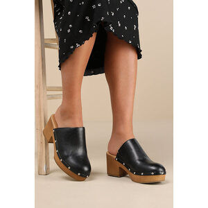 Lulus Romain Black Studded Platform Clogs - Size 6
